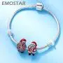EMOSTAR Christmas Series Charms fits DIY Xmas Bracelet -Crystalized Snowflake, Festive Tree, Christmas House, Santa Claus Carry with Gift Bag, Christmas Stocking, Reindeer Charms