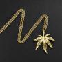 TIDOO Jewelry Mens Stainless Steel Leaf Steampunk Street Style Pendant Necklace Gold