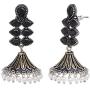 Efulgenz Boho Vintage Antique Ethnic Gypsy Tribal Indian Oxidized Silver Pearl Jhumka Dangle Earrings Jewelry