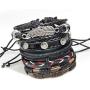 MRSXXNT Wrap Bracelets Mens Women Cowhide Multi-Layer Braided Leather Bracelet Bangle Adjustable Bracelet