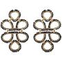 Nicole Miller New York Goldtone Teardrop Boho Tribal Black Beaded Fashionable Dangle Earrings
