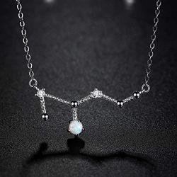 VIKI LYNN 925 Sterling Silver Created Opal Zodiac Necklace