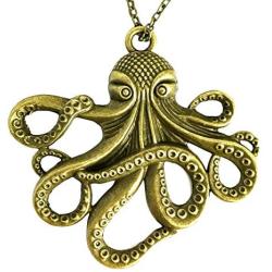 Steampunk Octopus Necklace | Victorian Style, Antique Finish Handmade Pirate Accessory