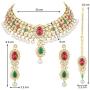 Aheli Indian Wedding Wear Beaded Faux Kundan Pearl Necklace Set with Maang Tikka Ethnic Fashion Jewelry for Women