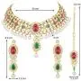 Aheli Indian Wedding Wear Beaded Faux Kundan Pearl Necklace Set with Maang Tikka Ethnic Fashion Jewelry for Women Aheli Indian Wedding Wear Beaded Faux Kundan Pearl Necklace Set with Maang Tikka Ethnic Fashion Jewelry for Women
