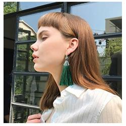 Me&Hz Women Girls Tassel Dangle Earrings Long Fringe Drop Silver Boho Ethnic Earring with Tassels