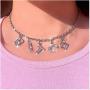 FONJOSN Charm Women Flashing Crystal Letter Necklace Fashion Clavicle Chain Angel Necklace Rhinestone Short Pendant Necklaces Jewelry