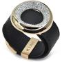 KIAH Leather Bracelet with 14K Gold Plated Mini Cubic Zirconia Stones - Adjustable Cuff for Any Wrist Size - Genuine Statement Bracelets for Day and Night Fashion - Unique Gift for Teens and Adult Women