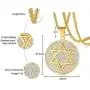 Mens Jewish Religious Symbol Jewelry Stainless Steel Star of David Hexagram Pendant Necklace with CZ
