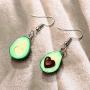 Cute Avocado necklace earrings jewelry set Heart Shape Nucleus Fruit Funny Jewelry for Women Girls Gifts