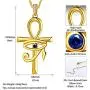 Jewmon Protection Ankh Cross Eye of Horus Necklace Earrings Set for Mens Women Sterling Silver Horus Eye of Ra Ankh Necklace/Earrings Jewelry Set Ancient Egyptian Amulet Jewelry Gift for Mom Grandma