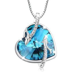Turantu Gift for Women''Heart of the Ocean'' Dolphin Pendant Necklace Made with SWAROVSKI Crystal