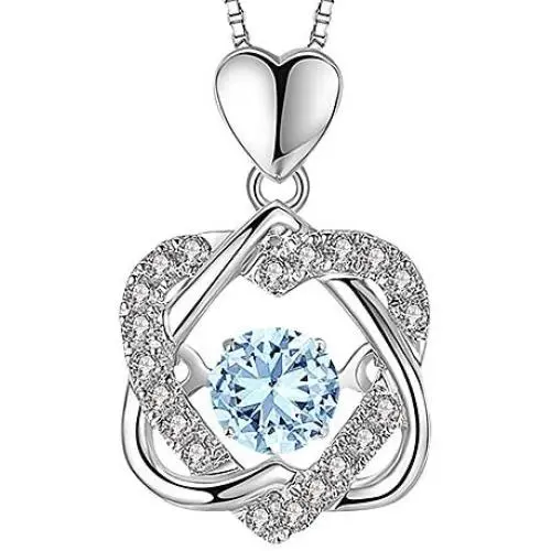 XVX Beating Double Heart Necklace 925 Sterling Silver with White Gold Plated Cubic Zirconia Birthstone Pendant Forever Love Necklaces Jewelry Gifts for Women Girl