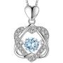 XVX Beating Double Heart Necklace 925 Sterling Silver with White Gold Plated Cubic Zirconia Birthstone Pendant Forever Love Necklaces Jewelry Gifts for Women Girl