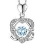 XVX Beating Double Heart Necklace 925 Sterling Silver with White Gold Plated Cubic Zirconia Birthstone Pendant Forever Love Necklaces Jewelry Gifts for Women Girl