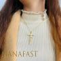 Nanafast 18k Gold Plated Cross Necklace for Girls Faith in Love Dainty Cross Pendant Necklace for Women, Mothers Day Valentines Day