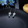Sllaiss 925 Sterling Silver Blue Teardrop Earrings Austria Crystals Flower Dangle earrings Pearl Drop Earrings for Women