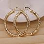 Redhithot Lots 4 Pieces/Set 18K Gold Plated - Big Hollow Geometry Carved Multilayer Circle Bling Bling Boho Beach Hoop Stud Earrings Jewelry for Women Girls Lady