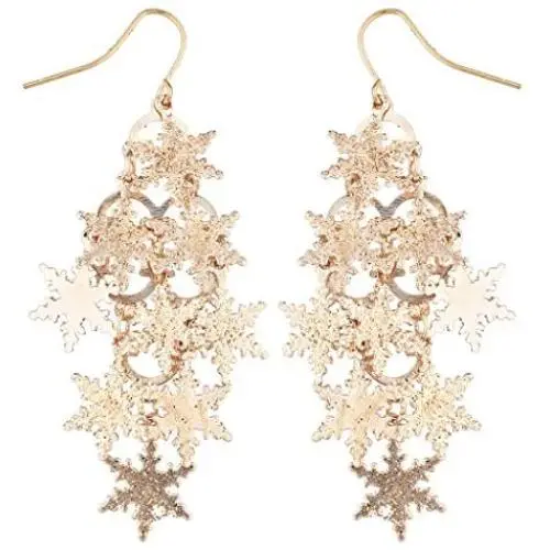 LUX ACCESSORIES Rose Goldtone Christmas Snowflake Waterfall Chandelier Earrings LUX ACCESSORIES Rose Goldtone Christmas Snowflake Waterfall Chandelier Earrings