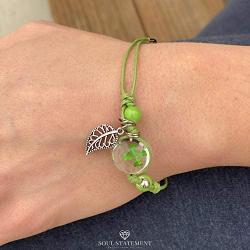 Soul Statement Green Clover Bracelet Shamrock St Patricks Day Accessories Wrap Bracelet