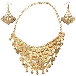 BellyLady Belly Dance Gypsy Jewelry, Gold Necklace & Earrings, Gift Idea