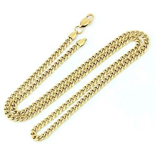 GOLD IDEA JEWELRY 3MM /4MM Solid Luxurious Miami Cuban Link Chain Heavy 14k Gold/White Gold Plated Stainless Steel Bracelet and Necklace for Men Women GOLD IDEA JEWELRY 3MM /4MM Solid Luxurious Miami Cuban Link Chain Heavy 14k Gold/White Gold Plated Stainless Steel Bracelet and Necklace for Men Women