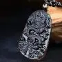 Natural Black Obsidian Dragon Necklace Healing Crystal Gemstone Necklaces Carved Stone Pendant Amulet Charm for Men or Women Natural Black Obsidian Dragon Necklace Healing Crystal Gemstone Necklaces Carved Stone Pendant Amulet Charm for Men or Women