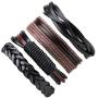León Jewelry 4PCS Set Handmade Braided Leather Bracelet Unisex Women Men Cuff Bangle Adjustable Wristband Wrap