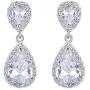 EVER FAITH Wedding Teardrop Earrings Clear Full Cubic Zirconia Silver-Tone