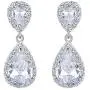 EVER FAITH Wedding Teardrop Earrings Clear Full Cubic Zirconia Silver-Tone