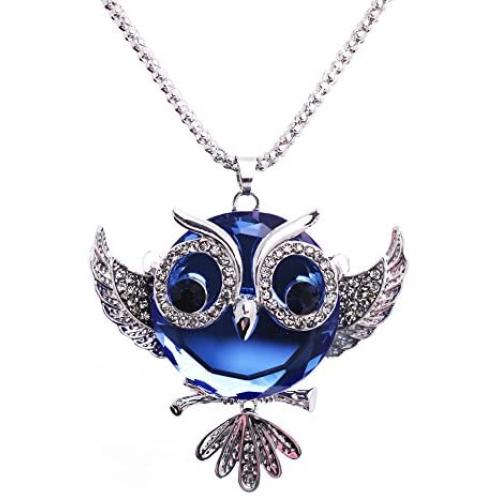 Blue Owl Pendant Necklace - Perfect Jewelry Gift