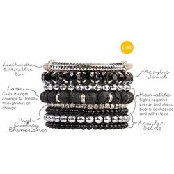 RIAH FASHION Multi Color Stretch Beaded Stackable Bracelets - Layering Bead Strand Statement Bangles