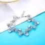 LOYALLOOK Bridal Jewelry Set Crystal Flower Leaf Necklace Earring Bracelet Jewelry Set Costume Jewelry for Women