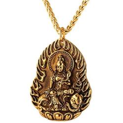 U7 Men Women Buddha Necklace Yogi Jewelry Buddhism Pilgrimage Gift Stainless Steel Guanyin/Gotama Siddhattha Head & Praying Hand Pendant Necklace