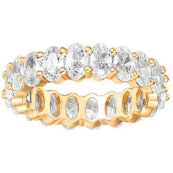 PAVOI 14K Gold Plated Rings Oval Cubic Zirconia Love Ring | 5mm Stackable Rings for Women | Gold Rings for Women