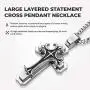 West Coast Jewelry Crucible Stainless Steel Bold Large Layered Statement Cross Pendant Necklace - 24'' West Coast Jewelry Crucible Stainless Steel Bold Large Layered Statement Cross Pendant Necklace - 24''