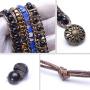 MOFRGO Handmade Braided Charm 5 Wrap Bracelet for Men Women Jasper Ebony Wood Beads Bohemian Adjustable Multilayer Bangle Jewelry