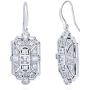 BERRICLE Rhodium Plated Sterling Silver Cubic Zirconia CZ Art Deco Milgrain Bridal Bridesmaid Fashion Necklace and Earrings Set