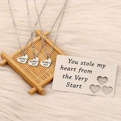 Zuo Bao Father and Daughter Jewelry Set You Stole My Heart from The Very Start Daddy’s Girl Necklace Dog Tag Keychain Set Daughter Gift