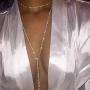 Jovono Gold Fashion Multilayered Long Choker Necklaces Rhinestone Jewelry Necklace Chains for Women and Girls