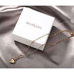 MVCOLEDY Jewelry 18 K Gold Plated Stainless Steel Heart of Gold Necklace, Handmande with North Star Zirconia Necklace Gift for Mom