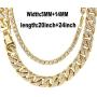 Mens 18K Gold Plated 5MM 12MM/14MM CZ Fully Iced Out Cuban Miami Chain Necklace Set