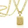 Joycuff Gold Square Initial Necklaces for Women Men Teen Girls Boys Husband Dad Mom Daughter Personalized Name 26 Alphabets Stainless Steel Figaro Chain Vintage Medallion Pendant Necklace