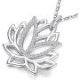 Aniu Silver Flower Necklace for Women, 925 Sterling Lotus Pendant, Best Jewelry Gifts for Mom/Wife/Grandma/Girlfriend (with Fine Gift Box)