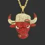 CANNE Hip Hop Bull Head Necklace 18K Gold Jewelry Tauren Plated Lab Simulation Diamond Ice Out Chain Mens Rap Street Costume Hemp Chain Necklace 30 Inch.