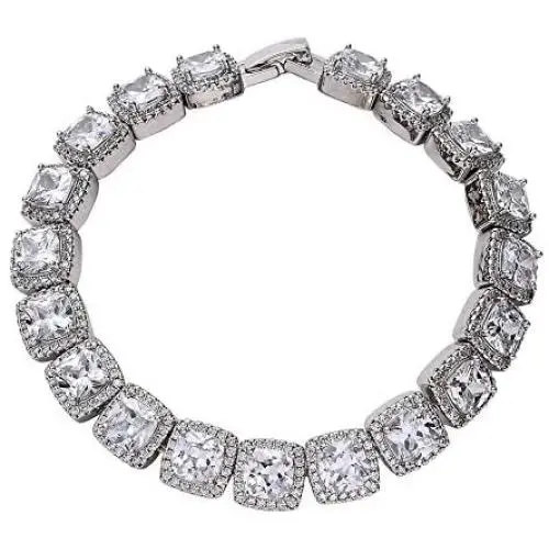 Fantex 18K White Gold Plated Tennis Link Bracelet, Iced Out Sparkling CZ Diamond Hip Hop Tennis Chain Jewelry for Men & Women Fantex 18K White Gold Plated Tennis Link Bracelet, Iced Out Sparkling CZ Diamond Hip Hop Tennis Chain Jewelry for Men & Women