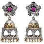 Aheli Intricate Crafted Bohemian Dual Tone Indian Oxidized Flower Shape Drop Dangle Square Jhumki Earrings Ethnic Wedding Fashion Jewelry for Women