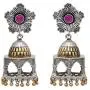 Aheli Intricate Crafted Bohemian Dual Tone Indian Oxidized Flower Shape Drop Dangle Square Jhumki Earrings Ethnic Wedding Fashion Jewelry for Women