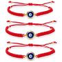Evil Eye Blue Red String Kabbalah Bracelet Adjustable Gold Plated Good Luck Bracelets for Women Girls Boys Friendship Bracelets Evil Eye Jewelry Negative Energy (Blue red, argentium-Plated-Brass)