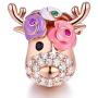 FOREVER QUEEN Deer Bead Elk Head Charms fit for Pandora Bracelets 925 Sterling Silver with Cubic Zirconia Jewelry